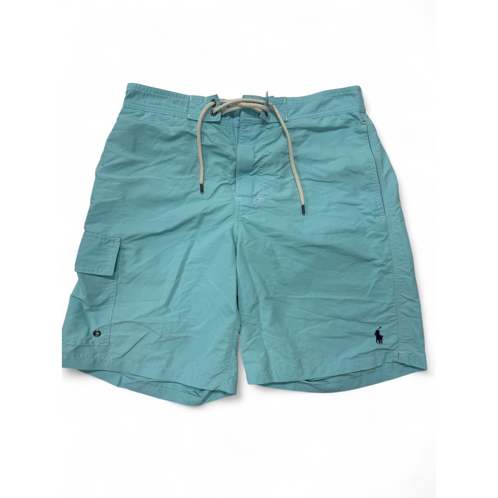 Polo Ralph Lauren Mens Small Board Shorts Swim Trunks Drawstring Aqua‎ Blue